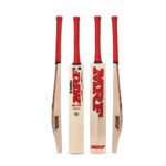 MRF Natural Poplar Willow Cricket Bat for Kids (Size 4, 10–11 Years) – Lightweight Wooden Bat, 76cm, Red Grip | Ideal for Beginners & Tennis Ball Play