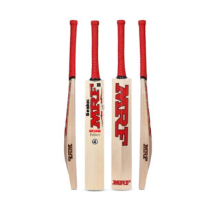 MRF Natural Poplar Willow Cricket Bat for Kids (Size 4, 10–11 Years) – Lightweight Wooden Bat, 76cm, Red Grip | Ideal for Beginners & Tennis Ball Play